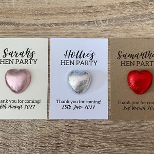 Chocolate hearts, hen party, hen party favours, favors, hen do, hen party table decorations handmade party decor gifts sweets bag fillers