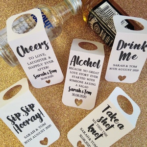 Personalised Alcohol Tags Wedding Favour Gift Tag To Fit Miniature Bottles Label Thank You Gift Table Favour