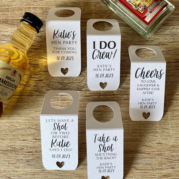 Personalised Alcohol Tags Hen Party Bag Fillers Gift Tag For Miniature Bottles Label Thank You Table Favour Bride Tribe I Do Crew Bridesmaid