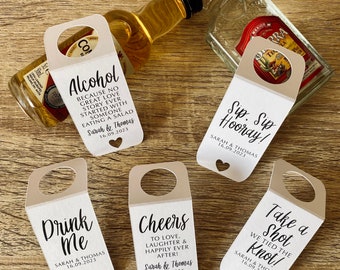 Personalised Alcohol Tags Wedding Favour Gift Tag To Fit Miniature Bottles Label Thank You Gift Table Favour