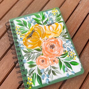 Hand Painted Floral Planner Flower Botanical Monthly Planner Journal Flower Calendar Journal Flower Painting image 1