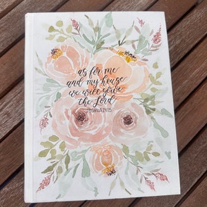 Customizable Hand Painted Watercolor Floral Calligraphy Bible | Custom Personalized Journaling Bible | Flower Painted Bible