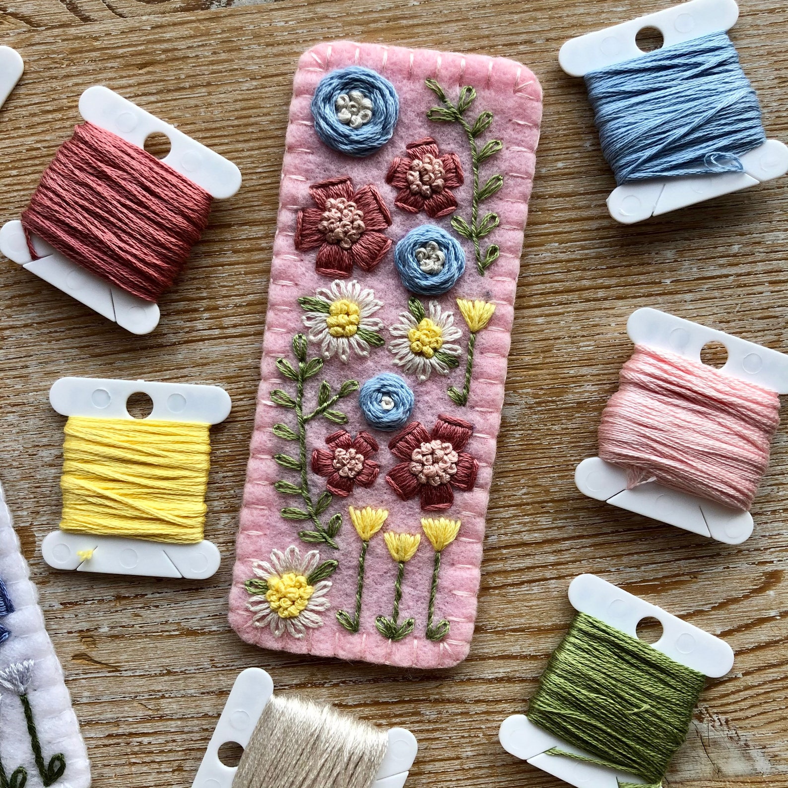 Floral HandEmbroidered felt bookmark handmade bookmark Etsy