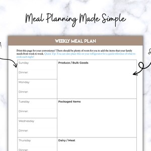 Eenvoudige wekelijkse maaltijdplanner
