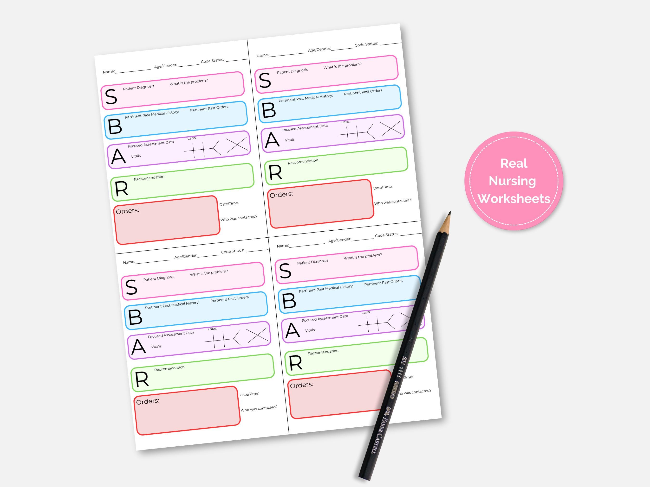 Icu Sbar Example ICU SBAR Nurse to Doctor Report Sheet, SBAR Report Sheet, Nursing Brain ...