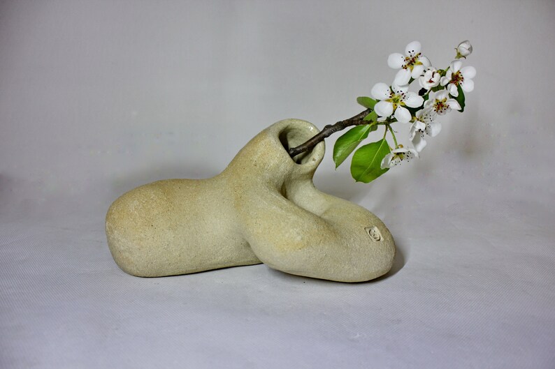 White Modern Vase. Ikebana Style Vase. Vase With Holes. Ikebana Sculptural Vase. Ikebana