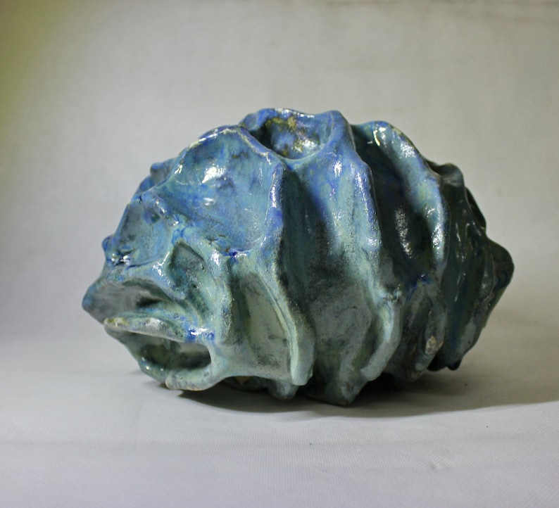 Organic marine Vase. Coral reef. Ceramics of the underwater world. Vase for ikebana. Underwater world. Large studio pottery ikebana vase. imagen 3