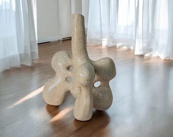Abstract Ceramic Vase: Handmade Biomorphic Sculpture, Minimalist Decor