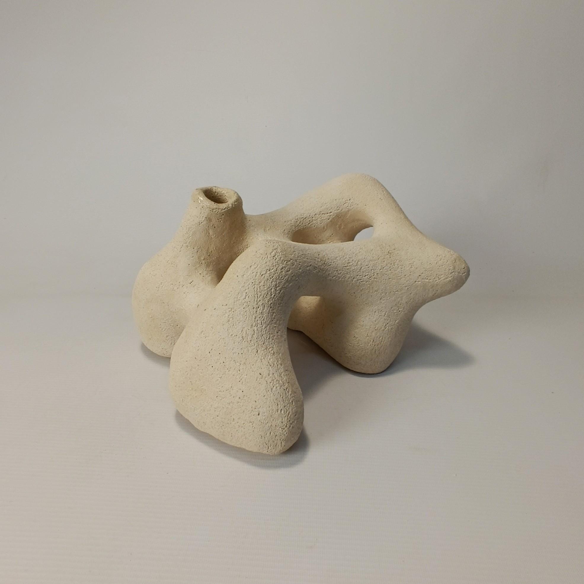 Handmade Terracotta Ikebana Vase Biomorphic Ceramic Art