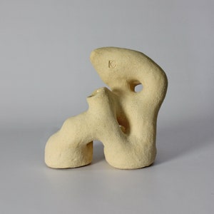 Handmade Abstract Terracotta Sculpture Vase: White Chamotte Clay Decor