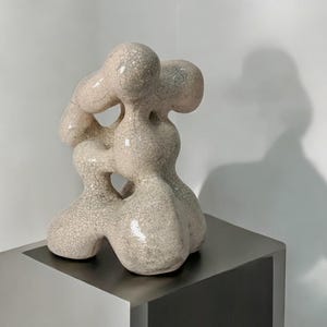 White Ceramic Abstract Sculpture: Modern Minimalist Decor