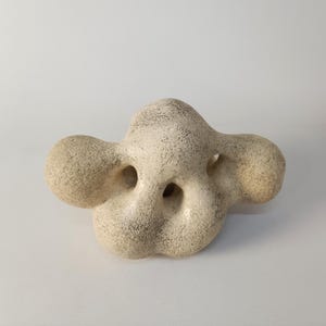 White Terracotta Abstract Sculpture: Modern Minimalist Decor