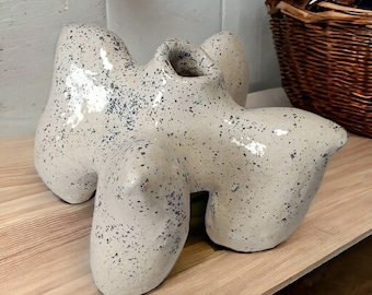 Handmade vase with starfish. Marine biology. Ceramic Ikebana Vase. Organic Starfish Vase.  Art Statue Vase. Creative Art Ceramic.