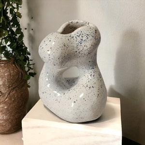 Ikebana container. White vase. Creative Sculpture Vase. White Modern Vase. Ceramic Ikebana Vase. Minimalist Handmade Ceramic Vase.