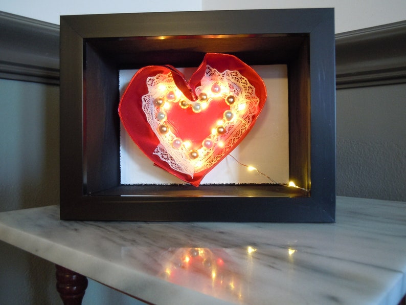 Handmade Heart Light up Shadow Box Etsy