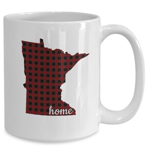 Handmade Ceramic Minnesota is home buffalo plaid state pride mug