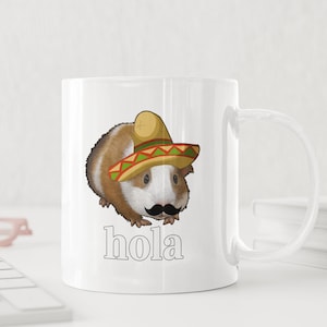 Handmade Ceramic Fun playful mexican guinea pig hola hello mug