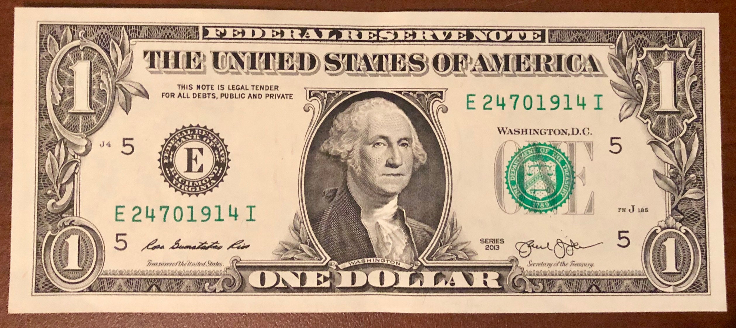 Special Date Banknote. July 24 1914 One Dollar Bill U.S