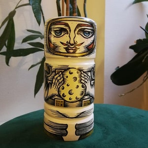 Buche-Topf dekoriert und von Hand bemalt - Utensilien, Bleistifte oder Stroh...
