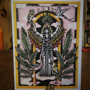 Nouvelle Carte Postale "FEMME aux OISEAUX" Illustration-Création Originale by NELL