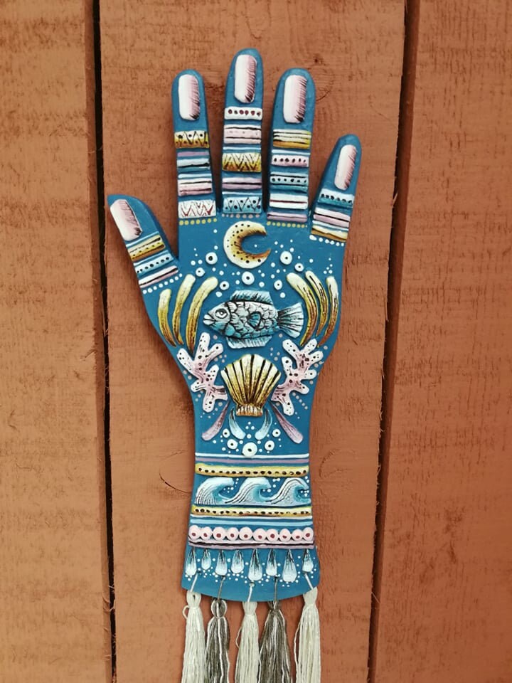 Main Décorative Murale Poisson - Collection Lignes de Vie- Création Originale By Nell