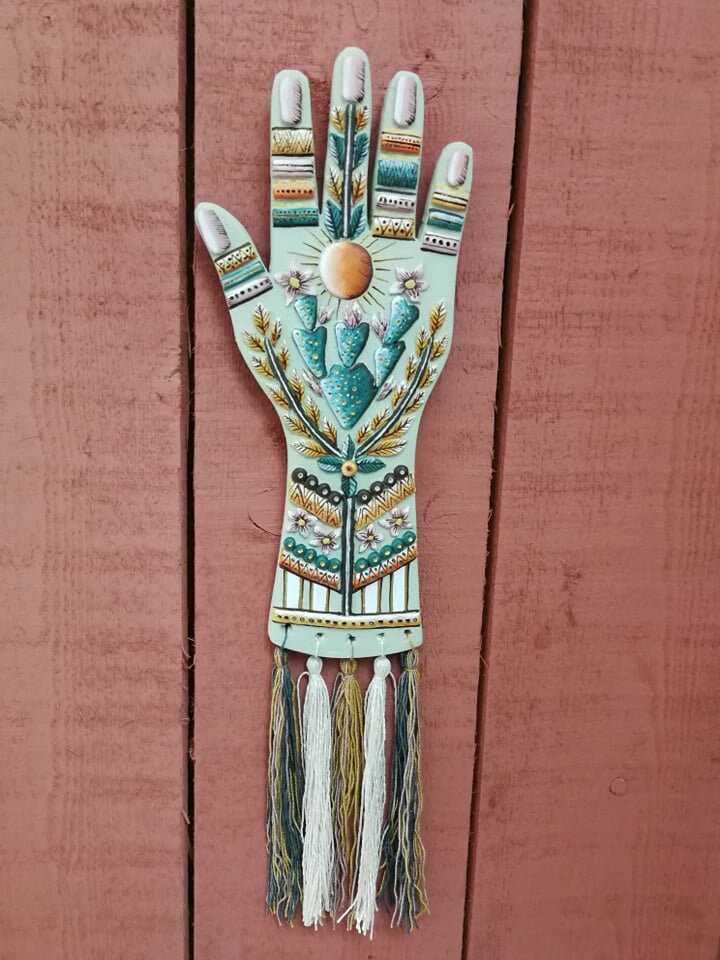 Main Décorative Murale Cactus Main Verte - Collection Lignes de Vie- Création Originale By Nell