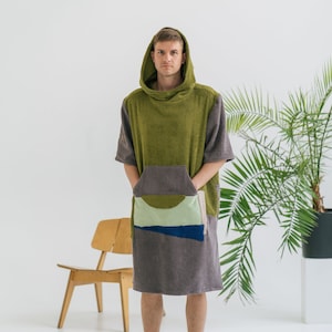 Unisex Towel Poncho / Surf Ponchos / Towelling Poncho / Beach towel Poncho with hood / Hooded Beach Poncho / Hooded Towel with sleeves image 1