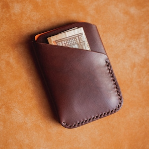 Cartera de cuero hecha a mano / billetera de bolsillo de cuero / billetera de tarjeta / titular de tarjeta unisex / billetera minimalista hecha a mano / regalo para él