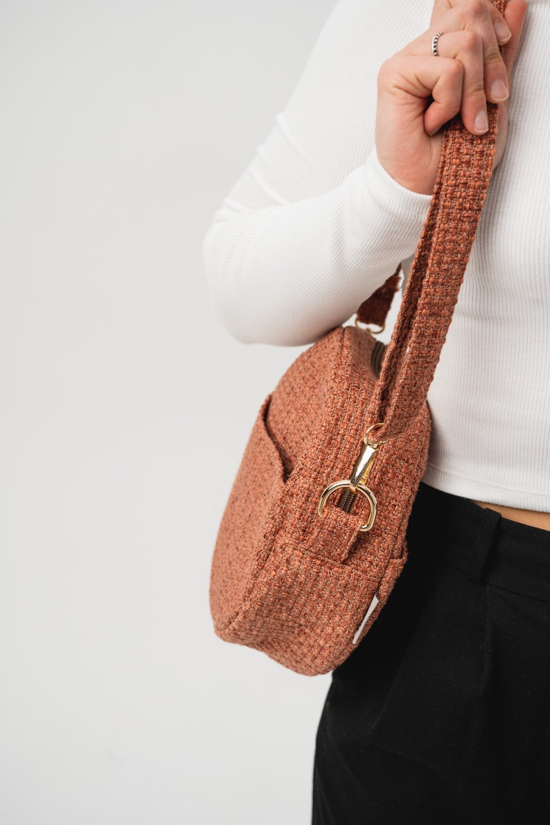 Round Crossbody Bag / Coral Round bag / Small Stylish Purse / Travelling Bag / Evening Shoulder Bag / Woman Bag image 2