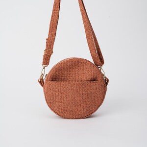 Round Crossbody Bag / Coral Round bag / Small Stylish Purse / Travelling Bag / Evening Shoulder Bag / Woman Bag image 5