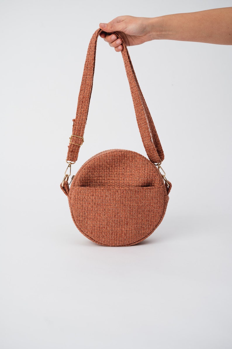 Round Crossbody Bag / Coral Round bag / Small Stylish Purse / Travelling Bag / Evening Shoulder Bag / Woman Bag image 5