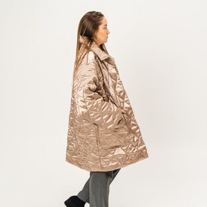 Golden Oversize Coat / Long Jacket / Quilted Coat / Spring Winter Warm Coat / Woman Sand Colour Jacket / Burning Man Jacket/ Festival outfit image 5