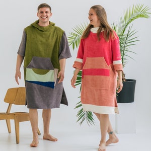 Unisex Towel Poncho / Surf Ponchos / Towelling Poncho / Beach towel Poncho with hood / Hooded Beach Poncho / Hooded Towel with sleeves image 2