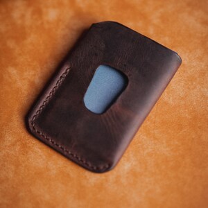 Cartera de cuero hecha a mano / billetera de bolsillo de cuero / billetera de tarjeta / titular de tarjeta unisex / billetera minimalista hecha a mano / regalo para él imagen 3