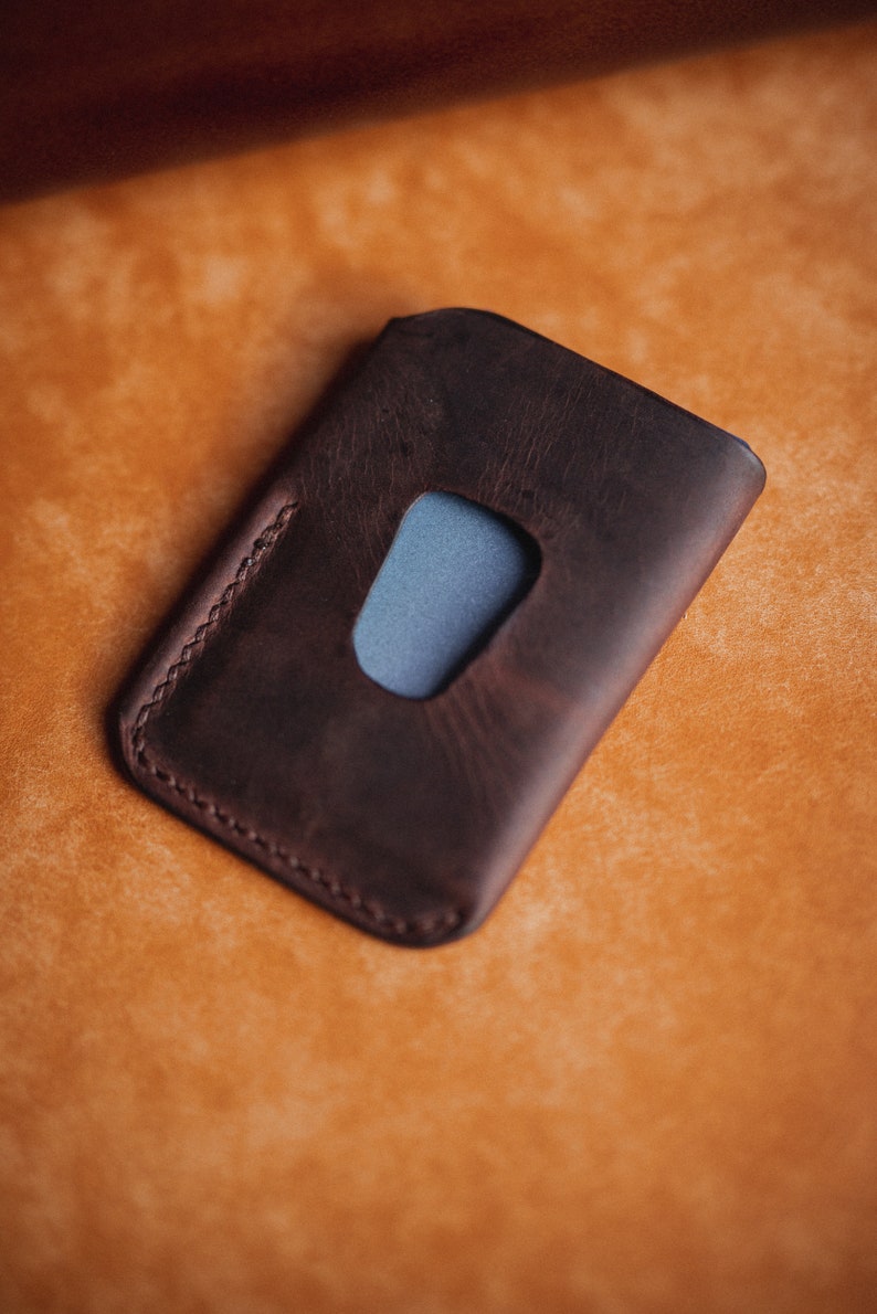 Cartera de cuero hecha a mano / billetera de bolsillo de cuero / billetera de tarjeta / titular de tarjeta unisex / billetera minimalista hecha a mano / regalo para él imagen 3