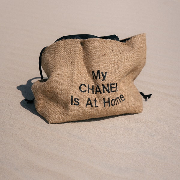 La mia Chanel è a casa/Lavoro per quella Birkin/Borsa da spiaggia a spalla molto costosa/Borsa a sacco da caffè riciclata/Borsa costiera/Borsa con note