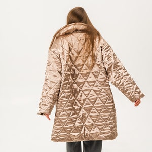 Golden Oversize Coat / Long Jacket / Quilted Coat / Spring Winter Warm Coat / Woman Sand Colour Jacket / Burning Man Jacket/ Festival outfit image 10