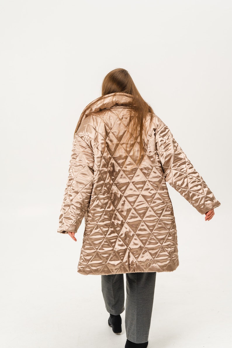 Golden Oversize Coat / Long Jacket / Quilted Coat / Spring Winter Warm Coat / Woman Sand Colour Jacket / Burning Man Jacket/ Festival outfit image 10