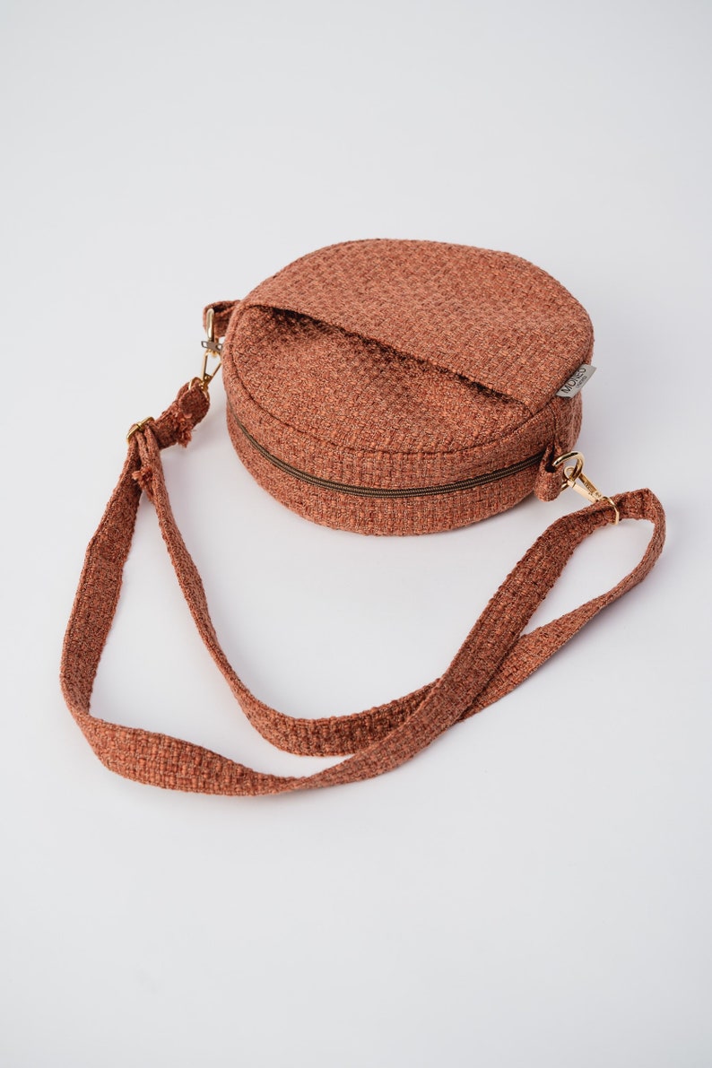 Round Crossbody Bag / Coral Round bag / Small Stylish Purse / Travelling Bag / Evening Shoulder Bag / Woman Bag image 3