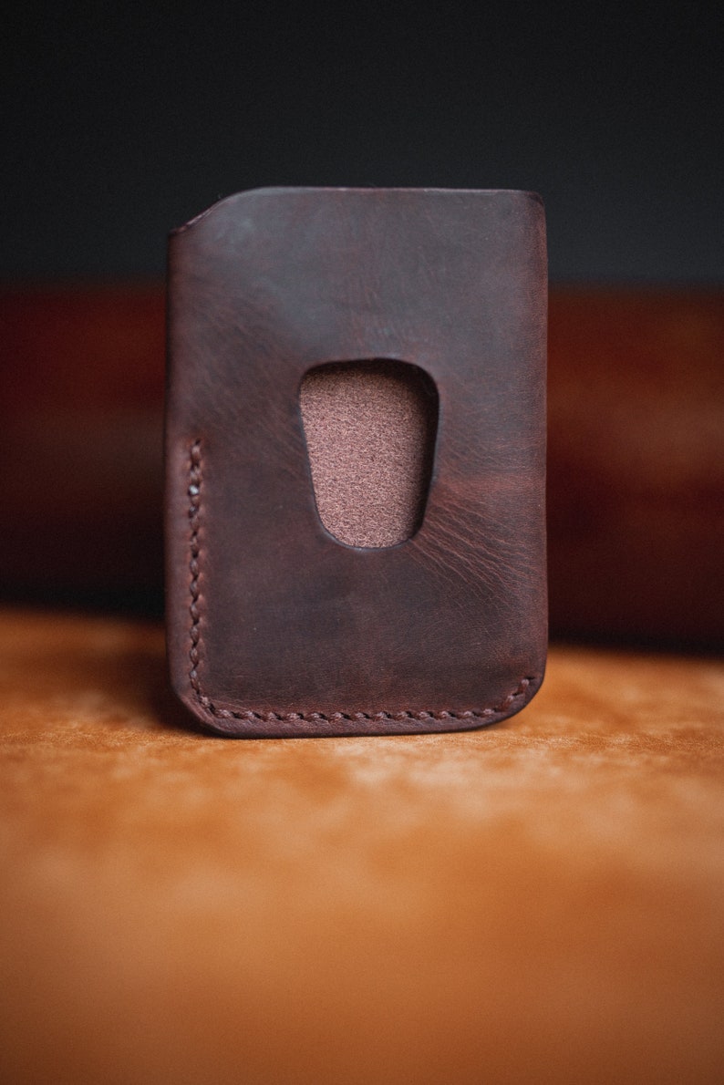 Cartera de cuero hecha a mano / billetera de bolsillo de cuero / billetera de tarjeta / titular de tarjeta unisex / billetera minimalista hecha a mano / regalo para él imagen 4