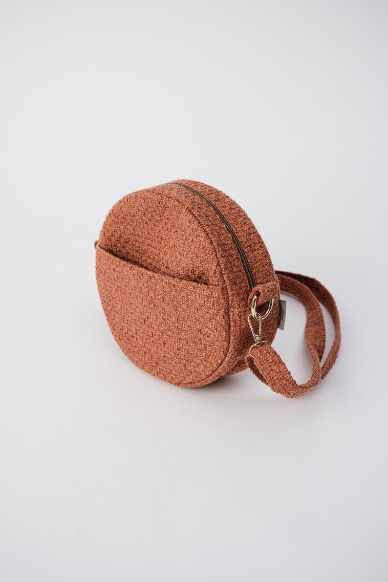 Round Crossbody Bag / Coral Round bag / Small Stylish Purse / Travelling Bag / Evening Shoulder Bag / Woman Bag image 1