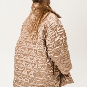 Golden Oversize Coat / Long Jacket / Quilted Coat / Spring Winter Warm Coat / Woman Sand Colour Jacket / Burning Man Jacket/ Festival outfit image 4