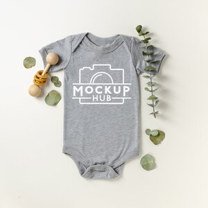 Bella Canvas 100B Athletic Heather Bodysuit | Flat Lay One Piece Mockup | Baby Mockup | Bella Canvas Mockup | Gender Neutral Mockup