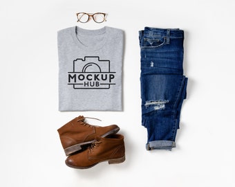 Bella Canvas Athletic Heather Tshirt | Flat Lay Shirt Mockup | Fall Mockup | Tshirt Mockup | Bella Canvas 3001 Mockup | Halloween Mockup