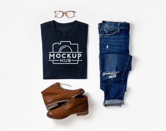 Mockup Bella Canvas | Mockup 3001 Czarny T-shirt | Mockup Bella & Canvas | Mockup T-shirt | Mockup Jesienny | Mockup Halloween | Składany T-shirt
