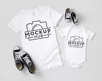 Bella Canvas 3001 Mockup | Father's Day Mockup | Mommy and Me | Bella Canvas Mockup | Daddy and Me | Tshirt Mockup 3001 White 100B White