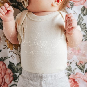 Rabbit Skins 4400 Mockup | Baby Mockup | Model Mockup | 4400 Natural Baby Bodysuit | Boho Mockup | Valentine&#39;s Day Mockup | Bodysuit Mockup