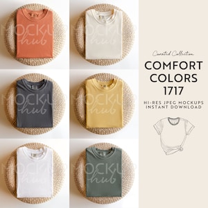 Pacote de mockup Comfort Colors 1717 | Mockup dobrado | Mockup de camisa 1717 | Mockup de camiseta | Mockup Comfort Colors | Mockup Boho | Mockup de pufe