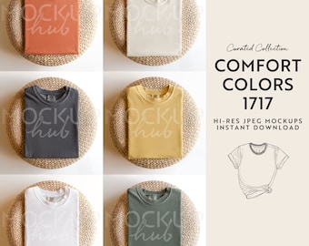 Comfort Colors 1717 Mockup Bundle | Folded Mockup | 1717 Shirt Mockup | Tshirt Mockup | Comfort Colors Mockup | Boho Mockup | Pouf Mockup