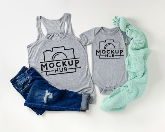 Bella Canvas Mommy And Me Mockup Flat Lay Mockup Tshirt Etsy